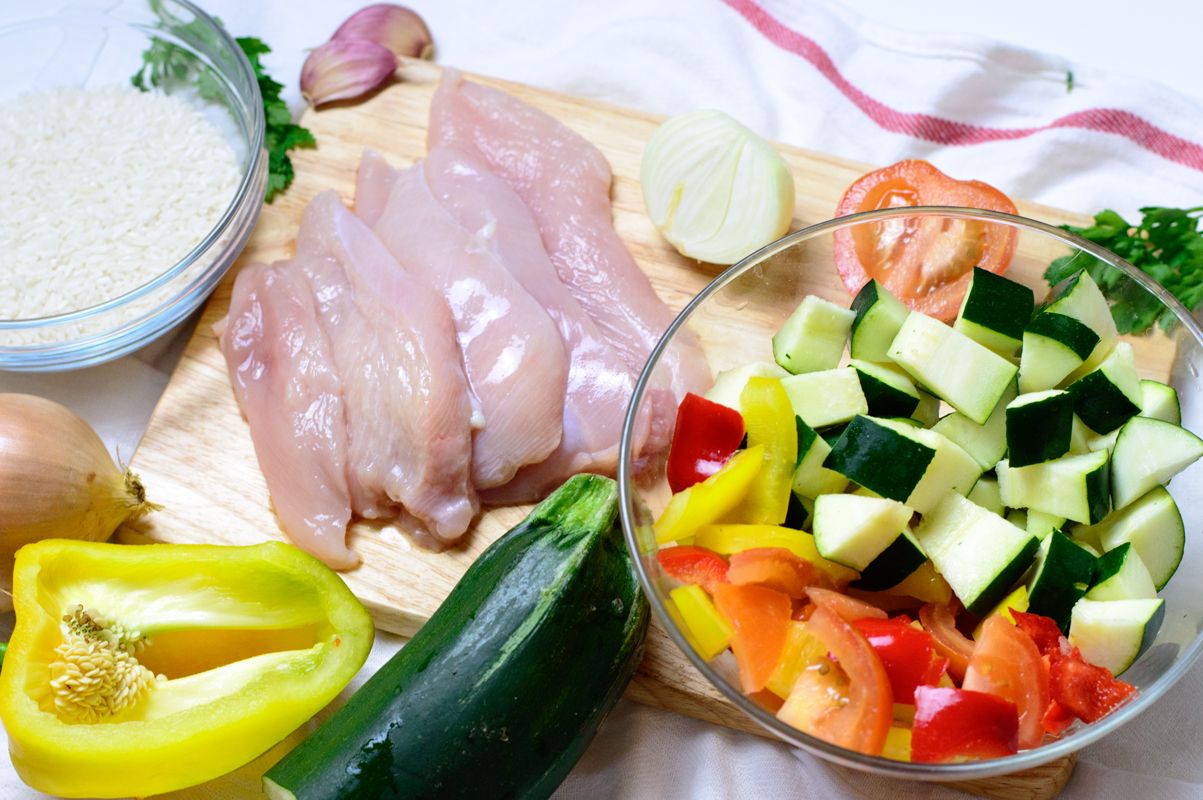 Chicken with rice and vegetables