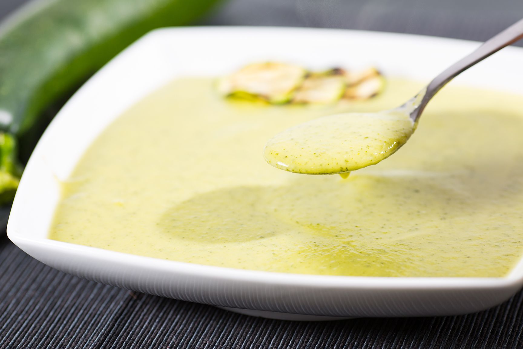 Creamy zucchini soup with basil